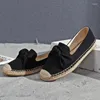 Scarpe casual Mocassini in tela con nodo a fiocco Donna Ricama Pescatore Slip on Paglia piatta Donna Cucito Espadrillas lavorate a maglia Mujer