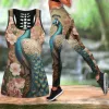 Tenue d'été Fashion Yoga Pants débardeur top yoga set paacock featherprint toby tops leggings soxs8xl