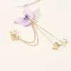 Studörhängen 1 bit koreansk mode TASSLE BUTTERFLY GULD FÄRG Piercing Ear Clips for Women Insect Jewelry Gift Pendientes de Clip