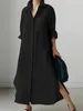 Casual Dresses ZANZEA Fashion Solid Color Dress Lapel Neck Long Sleeve Shirtdress Spring Women Elegant Loose Vestidos Vintage Maxi Robe