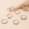Cluster Ringen 8 stks/sets Vintage Zilveren Kleur Blad Ring Sets Voor Vrouwen Glanzende Strass Holle Hart Bloemen Sieraden Accessoires 16699