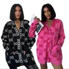 Pink Designer Single Breasted Coat Women V Neck tröja Sticke Cardigan Sticked Loose Bokstav tryckta tröjor Damer yttre slitage Tjocka streetwear hoodies