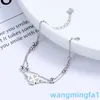 2024 Bijoux Designer Marque Vanl Cleefl Arpelss925 Sterling Argent Trèfle À Quatre Feuilles Double Couche Bracelet Femmes Coréen Sense Niche Design Copines