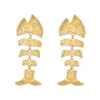 Jewelry Gold Hollow Fish bone Trendy and Versatile Earrings Matching