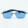 New factory direct sales double row diamond cut sunglasses 3524018 with black wood legs designer glasses size 18-135 mm