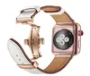 Armband Butterfly Clasp Smart Strap Belt äkta läderslingband för Apple Watch Band 38mm 42mm 41mm 45mm 40mm 44mm IWatch Seri9501622