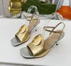 Designer High Heel Sandals Women Leather Mid Heels Horsebit Sandal Mules Luxury Metal Heeled Wedding Shoes