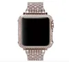 Custodia con castone in metallo con diamante in cristallo di strass con cinturino in cristallo con strass di lusso per Apple Watch Series 4 44mm 40mm7213064