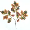 New 12pcs Artificial Oak Tree Leaves Branch For Plant Wall Background Wedding Home Hotal Office Bar Decorative 2024303