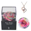 Decorative Flowers Mother's Day Gift Unfade Flower Eternal Rose Jewelry Box In 100 Languages I Love You Necklace Wedding For Girlfriend