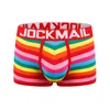 Jockmail Mens Boxers 속옷 섹시한 속옷 면색 무지개 줄무늬 통기성 JM460