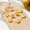 Set di orecchini per collana 3 pezzi/set di gioielli in metallo con trifoglio in acciaio inossidabile per le donne, regalo di braccialetto di design floreale color oro di lusso