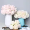 Fleurs décoratives 5 têtes soie artificielle grande pivoine hortensia décor de fête de mariage aux couleurs vibrantes réaliste belle