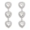 Dangle Earrings High Quality Women Shiny Rhinestone Red Hearts Jewelry Maxi Lady's Evening Dress Statement Accessories