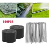 Stakes 100pcs Garden Stakes Yard Stakes Heavy Duty Metal Gaanized Pins Lawn Stakes for Weed Barrier Fabric Ground Cover Holding Fence