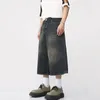 Y2K Mens Vintage Streetwear Breeches Korean Harajuku Denim Wide Leg Trouser Short Pants Jorts Bermudas Jeans Shorts Alt Clothes 240220