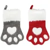 Juchiva Cat Costumes Dog Palm Christmas Stockings Plush Hanging Socks for Holiday and Decorations (Large/18in 2-Pack/Grey Red)