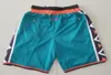 New Shorts 1996 All Stars Team Shorts Vintage Baseketball Shorts Zipper Pocket Running Clothes Teal Green Color Just Done Size SX3523750