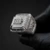 Bagues de luxe hip hop en or massif 10 carats pour hommes, entièrement glacées, diamant Moissanite, Champion, 2023