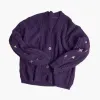 Cardigans 2023 Autumn Speak Style Now Purple Cotton Cardigan Women Winter Female Star broderad stickad Cardigan tröja Y2K Long Tops