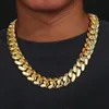 Kubanische Kette voller Diamant-Halskette, 18 Karat echtes Gold, galvanisiert, personalisierte Hip-Hop-Kinnlage mit Zirkon-Schnalle-Halskette, Hochzeit