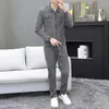 Männer Cord Sets Herbst Zwei Stück Lange Hosen und Jacke Kleidung Lässige Anzug Männliche Große Taschen Sweatsuits 240301