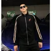 Man Tracksuits Zippers 디자이너 Mens Hoodie Jacket 세트 자수 트랙 슈트 스트라이프 소매 후드 후드 바지 2 조각 세트 S-3XL