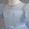 Kız Elbiseler Çocuklar Kızlar Prenses Resmi Elbise Kısa Kol Yıldız Sequin Tül Ruffles Dans Partisi Yaz 3 ila 8 yıldır