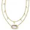 Desginer Kendras Scotts Halskette Schmuck Elisas Temperament Doppelschichtige Kette Unregelmäßige Süßwasserperle Oval Weiße Muschel Geometrische Halskette für Damen