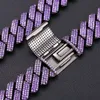 18mm Hiphop Moissanite Cuban Link Chain Gold Plated 925 Sterling Silver Custom Color Iced Out Purple VVS Moissanite Cuban Chain