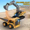 RC Escavadeira Dumper Carro 24G Controle Remoto Engenharia Veículo Crawler Truck Bulldozer Brinquedos para Meninos Crianças Presentes de Natal 240228