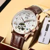 Relógios de pulso Kinyued Homens Tourbillon Relógio Automático Marca de Moda de Luxo Relógios Mecânicos de Couro Relógio de Negócios Relojes Hombre 248T