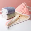Serviette enveloppe cheveux Double couche Turban pour femmes serviettes de tête absorbantes séchage rapide Salon maison dortoir