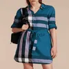 Basic Casual Dresses Women Shirt Dresses Fashion Slim Classic Pattern Silm 23SS Dresses Summer Womens Clothing Simple 5 Colors 240304