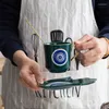 Tassen Kreative Türkisch Blau Evil Eye Tasse Und Hamsa Hand Untertasse Kaffee Tee Milch Wasser Becher Moderne Raumdekoration Keramik geschenke