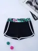 Roupa de banho feminina adolescentes meninas impressão maiô alças cruzadas colheita topos com shorts briefs conjunto praia piscina parque aquático maiô rash guard