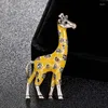 Broches en émail jaune pour hommes et enfants, bijoux animaux girafe, cadeaux de marque, Vintage, pour femmes