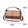 VM FASHION KISS Trend Striped Underarm Bag Canvas Genuine Leather Pillow Shoulder Messenger Bag Female Handbag 240226