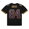 스티치 풋볼 저지 84 Randy Moss 1998 40th Black Mesh Retro Rugby Jerseys 남자 여자 청소년 s-6xl