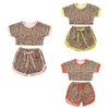 2st Little Girls barn baby outfit sätter sommar leopard tryckmönster kort hylsa rund krage kort topp casual shorts kläder7353970