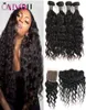 Onlyou Unprocessed Brazilian Virgin Human Hair Bundles with Closure Water Wave Weave Bundles with Frontal Ear to Ear Remy Human Ha4362414