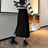 Юбки Ретро шерстяная юбка для женщин осенне-зимний стиль с высокой талией прямая кисточка тонкий корейский средней длины трапециевидной формы