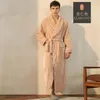 Homens sleepwear cinza homens roupão quente noite vestido longo chuveiro robe inverno grosso flanela casual solto casa roupas