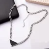 Punk mens chains love necklaces women pendants retro aesthetic triangle letters alloy trendy female silver color chain designer necklace luxury Jewelry ZB011 F4