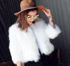 Wedding White Shawl Small Coat 2019 Women 34 Sleeve Short Sleeve Black Faux Fur Coat Female Casual Outwear Overcoat Fur Jackets6494057