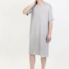 Men's Sleepwear 2024 Modal Pajamas Robe Home Clothes Short Sleev V-neck One-piece Nightgown Summer Solid Loose Bathrobe