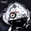 Jaragar Sport Fashion Design Orologi da uomo Orologio automatico di lusso di marca superiore Triangolo 3 quadrante Display Cinturino in vera pelle Orologio189V