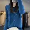 Cardigan en tricot pour femme, automne/hiver, décontracté, solide, pull tricoté, veste à col à capuche, simple boutonnage, hauts japonais/coréens