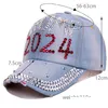 Imprezy czapki Trump 2024 Diamenty dżinsowe kapelusz słoneczny swobodny diamentowy baseball czapka sportowa regulowana bawełniana dostawa domowego ogrodu festki dhgkv