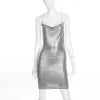 Dress Women's Sleeveless Beaded Tight Dress, Bodycon Party Dresses, Silver, Silver, Luxury, Female, Fashion, Summer